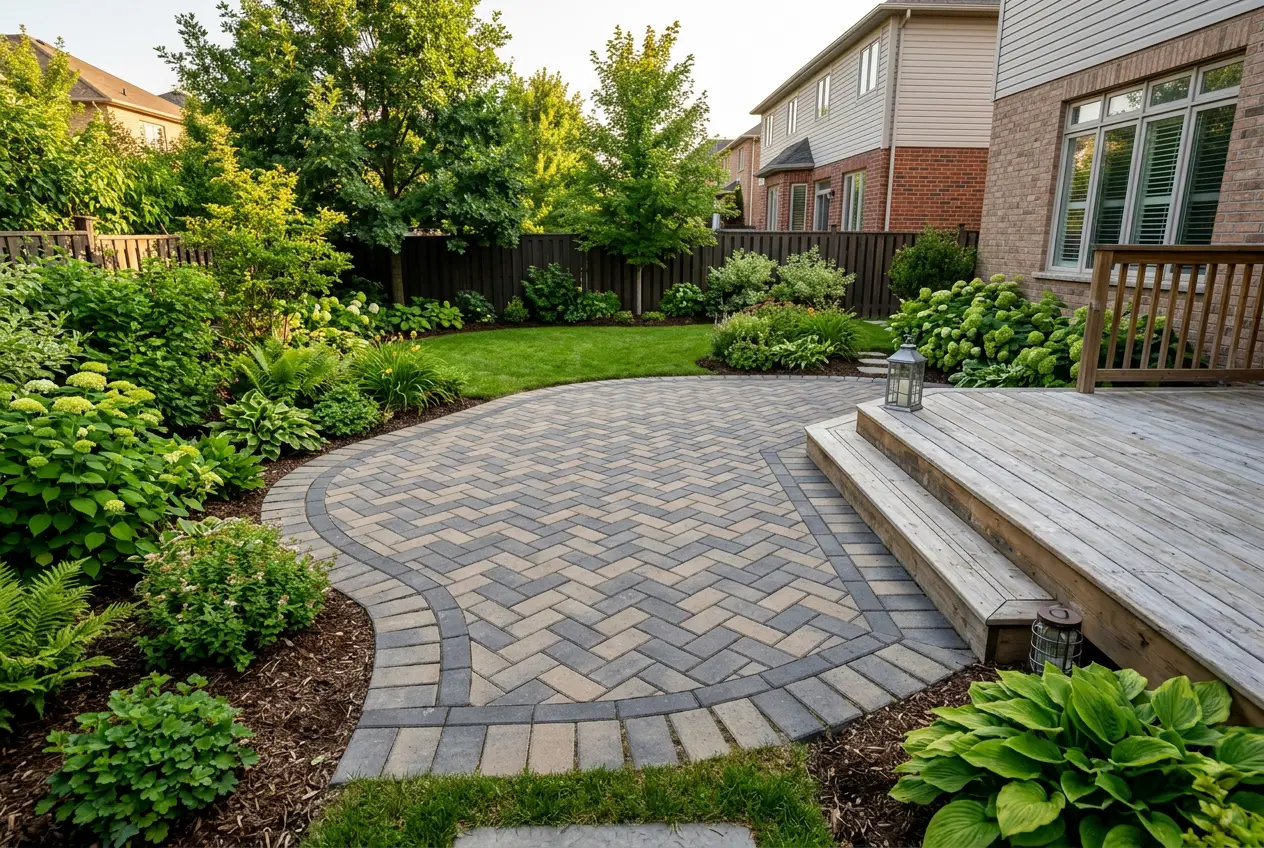 Interlocking paver patio installation